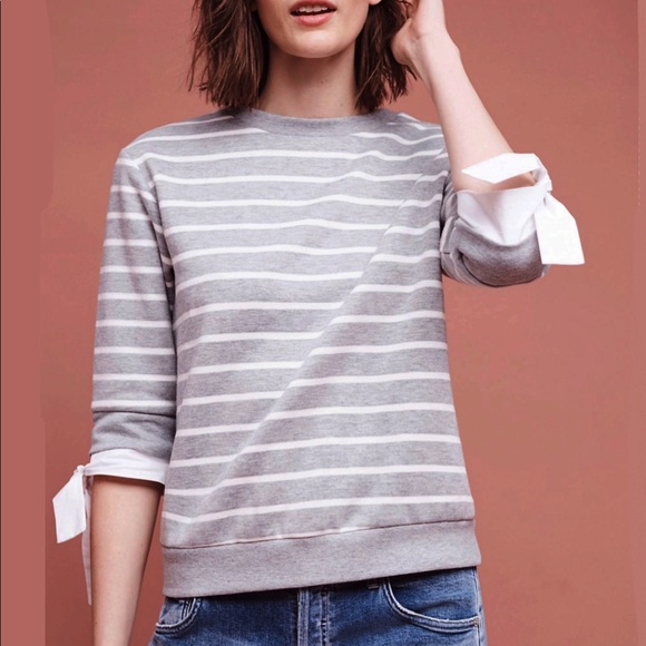 Anthropologie Tops - 🇺🇸 Anthropologie Deletta Tied Stripe Pullover